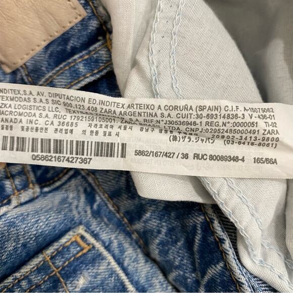 Zara High Rise Straight Leg Ripped Jeans Size 4 100% Cotton Mom Fit Cropped - Picture 12 of 12